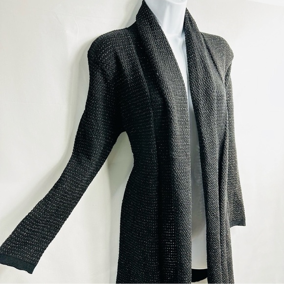 Love For Humanity Black Label Women’s Sz Large Black & Gold Long Sleeve Cardigan - Picture 2 of 9